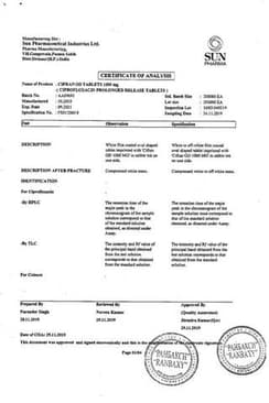 Сертификат Цифран ОД 1000 мг таблетки с пролонгированным высвобождением 10 шт