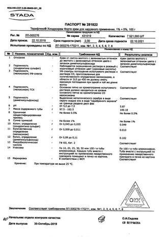 Сертификат Терафлекс Хондрокрем Форте крем д/наружн.прим.туба 100 г 1 шт