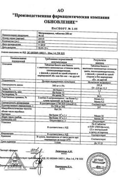 Сертификат Метронидазол Реневал