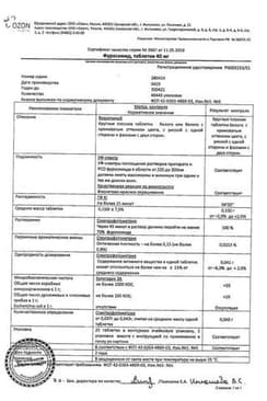 Сертификат Фуросемид 40 мг таблетки 50 шт