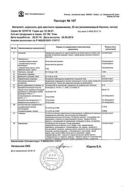 Сертификат Ингалипт аэрозоль для местного применения 30 мл