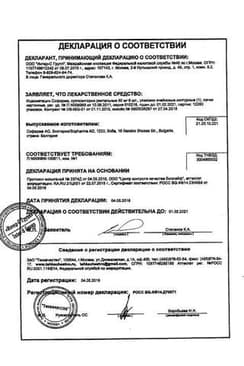 Сертификат Индометацин Софарма 50 мг суппозитории ректальные 6 шт