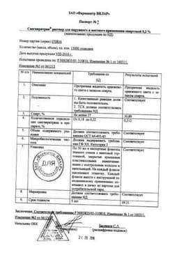 Сертификат Сангвиритрин 0.2% раствор спиртовой для наружного применения 50 мл
