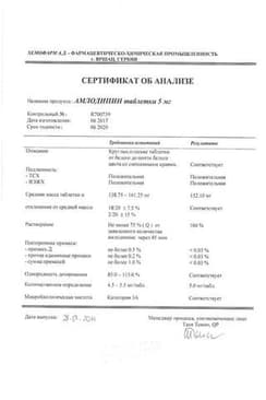Сертификат Амлодипин