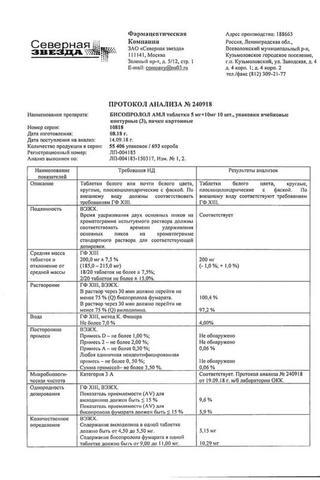 Сертификат Бисопролол таб.п.п.о. 5 мг 30 шт блистер