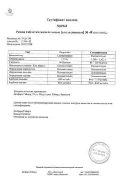 Сертификат Ренни 680 мг+80 мг таблетки жевательные без сахара Мята 48 шт