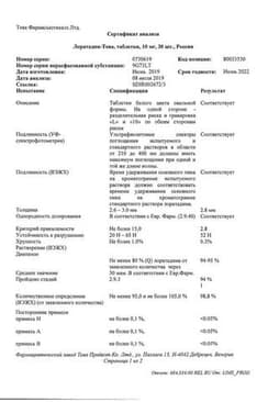 Сертификат Лоратадин-Тева