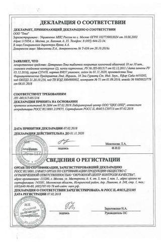 Сертификат Цетиризин-Тева