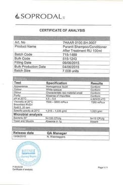 Сертификат Паранит Шампунь-кондиционер уход после обработки от вшей и гнид 100 мл