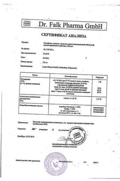Сертификат Салофальк 1000 мг гранулы с пролонгированным высвобождением в пакетиках 50 шт