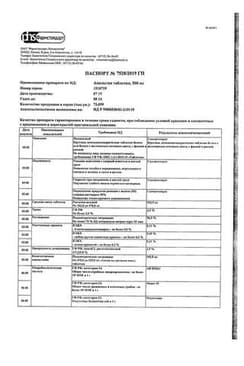 Сертификат Анальгин 500 мг таблетки 20 шт