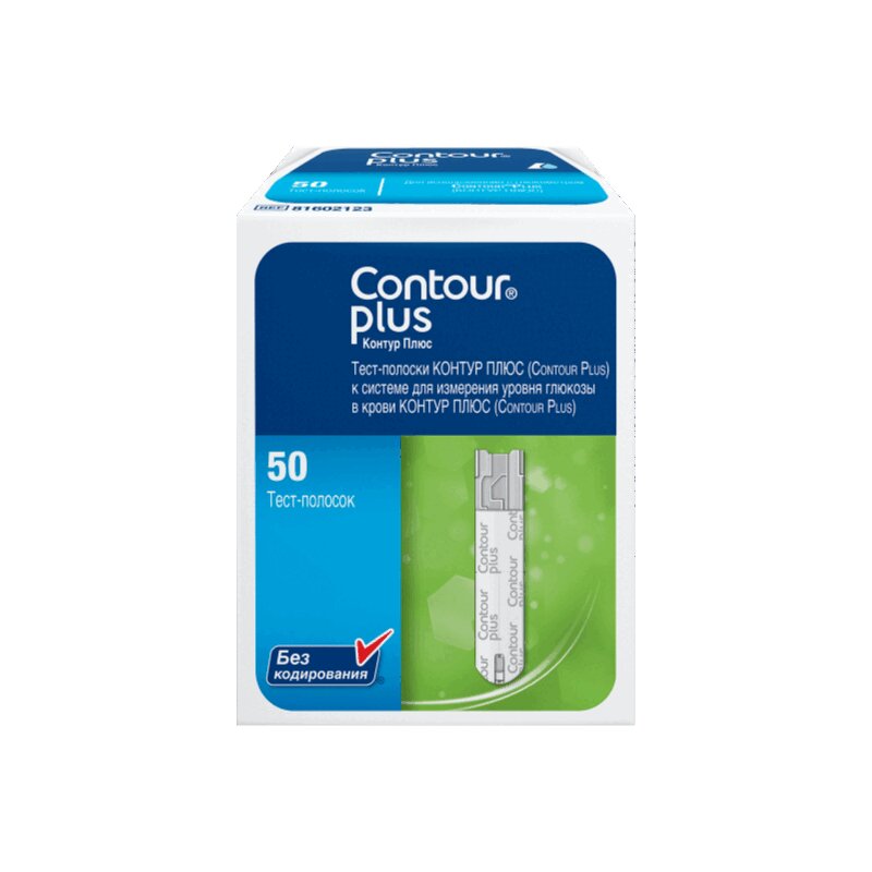 Contour Plus Контур Плюс Тест-полоски для глюкометра 50 шт цена, купить ...