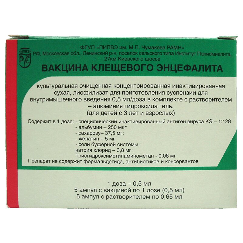 Вакцина клещевого энцефалита культуральная очищенная концентрированная инактивированная сухая схема