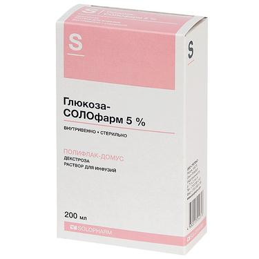Глюкоза-СОЛОфарм 5% раствор для инфузий 200 мл