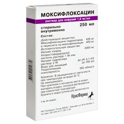 Моксифлоксацин 1,6 мг/мл раствор для инфузий 250 мл