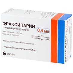 Фраксипарин 9500 анти-Ха МЕ/мл раствор для инъекций шприц 0,4 мл 10 шт