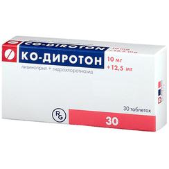 Ко-Диротон 10 мг+12,5 мг таблетки 30 шт