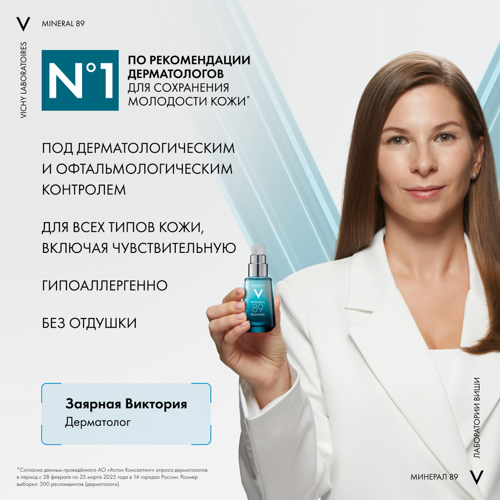 Vichy Mineral 89 Крем для кожи вокруг глаз восстанавливающий и укрепляющий 15 мл