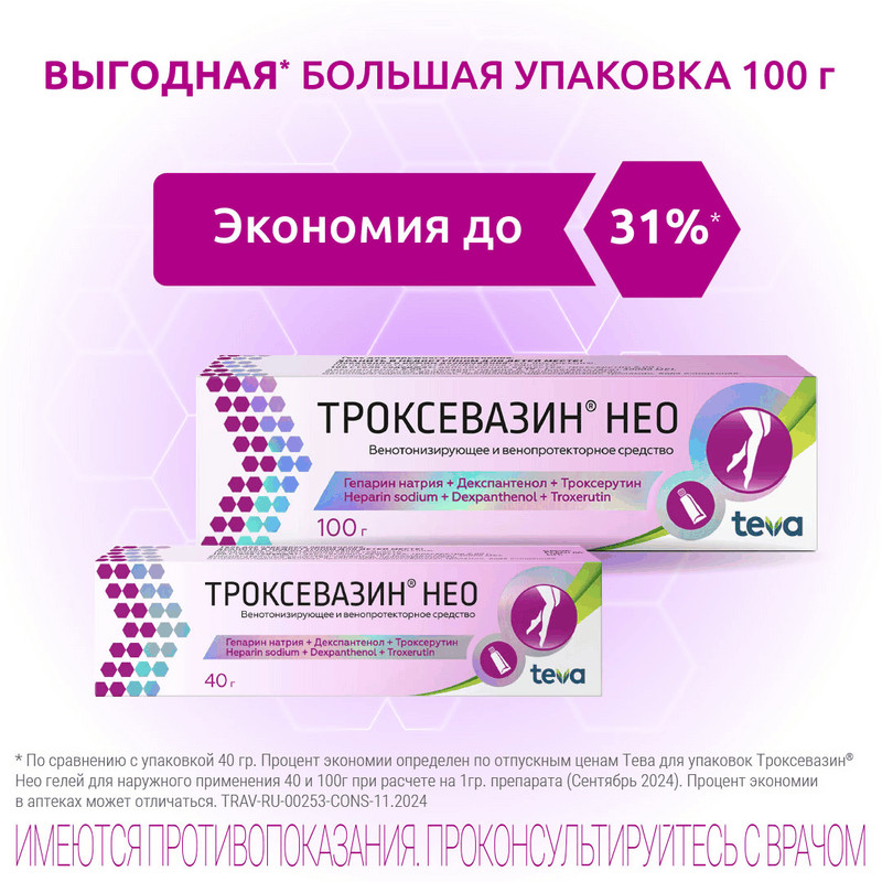 Троксевазин Нео гель для наружного применения 100 г
