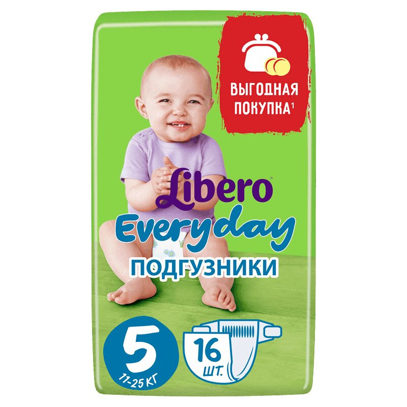 Подгузники Либеро эвридей XL (11-25 кг) пакет 16 шт