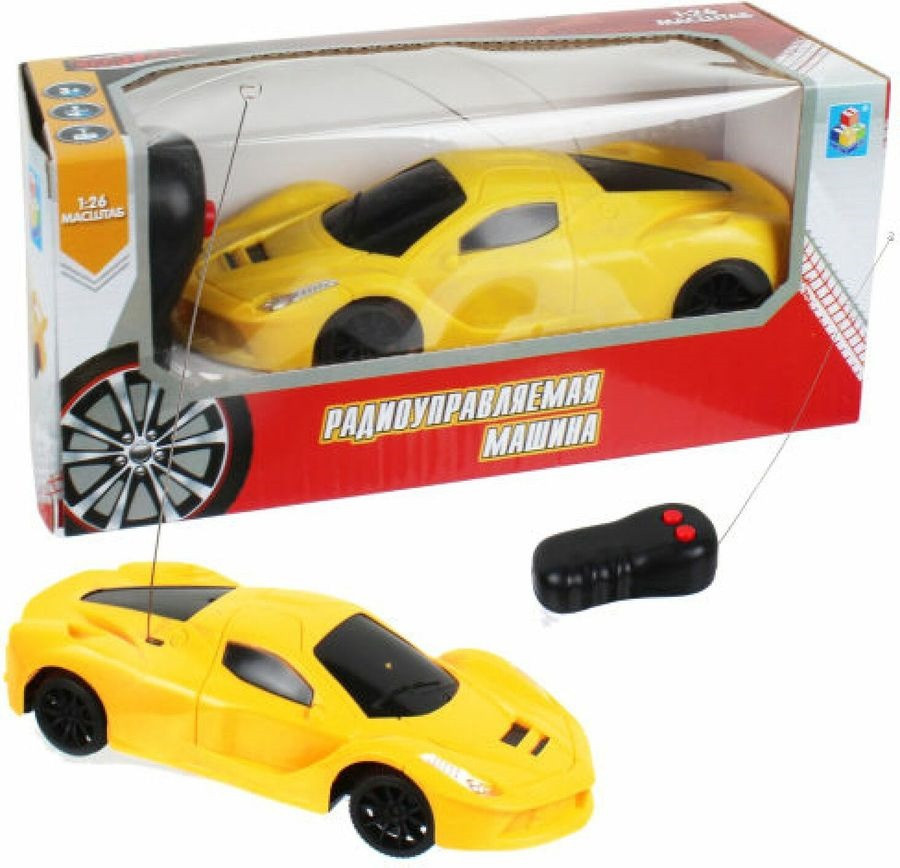 1toy Спортавто Машина радиоуправляемая желтая 17 см