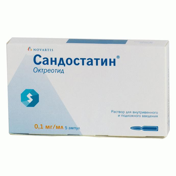 Сандостатин 0,1 мг/мл раствор для инъекций 1 мл 5 шт