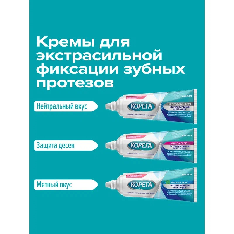 Корега Экстрасильная фиксация Крем для фиксации зубных протезов Мята 70 г