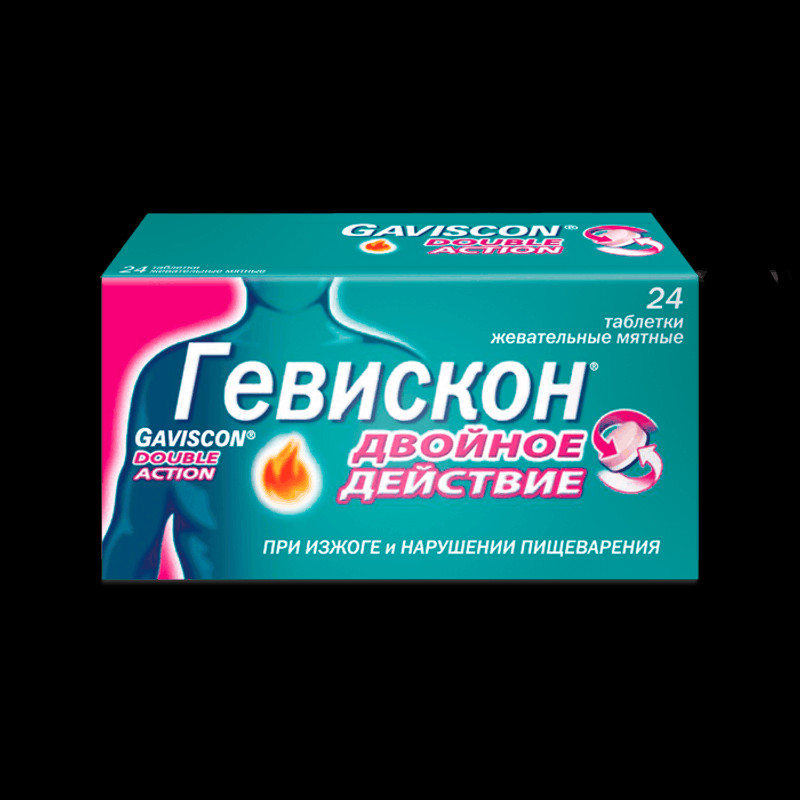 Гевискон Двойное Действие таблетки жевательные Мята 24 шт