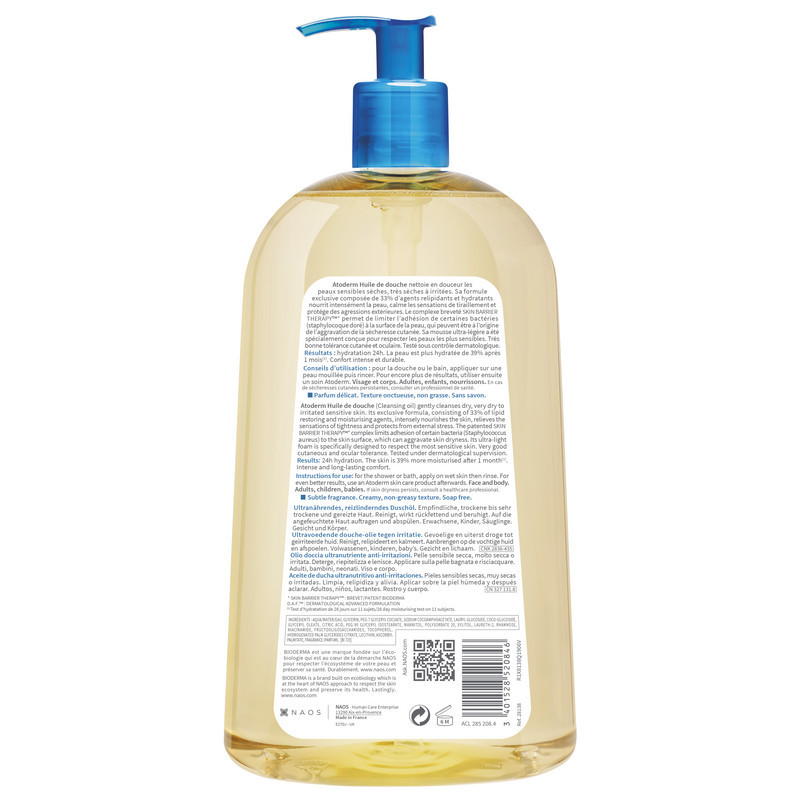 Bioderma Atoderm Масло для душа увлажняющее для сухой атопичной кожи 1000 мл