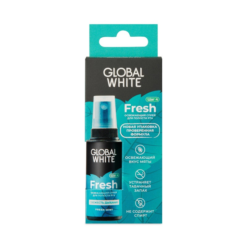 Global White Fresh Спрей для полости рта освежающий Мята 15 мл