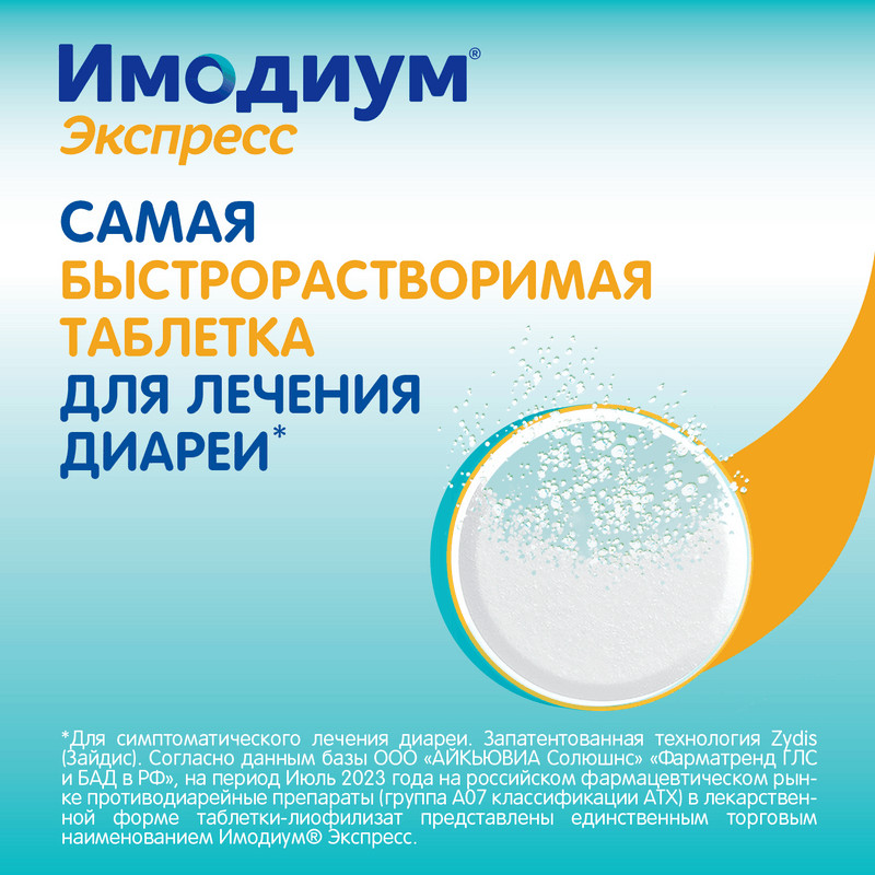 Имодиум Экспресс 2 мг таблетки диспергируемые Мята 20 шт