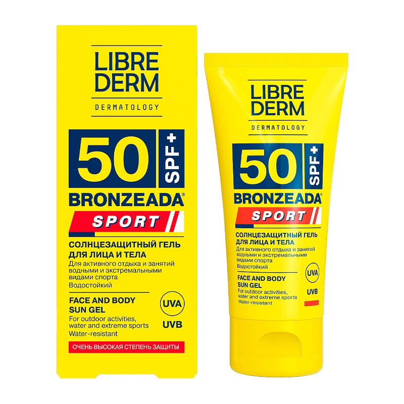 Librederm Bronzeada Sport Гель cолнцезащитный для лица и тела SPF 50 50 мл