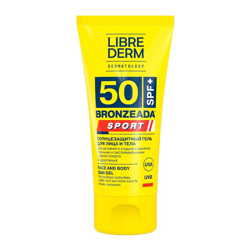 Librederm Bronzeada Sport Гель cолнцезащитный для лица и тела SPF 50 50 мл