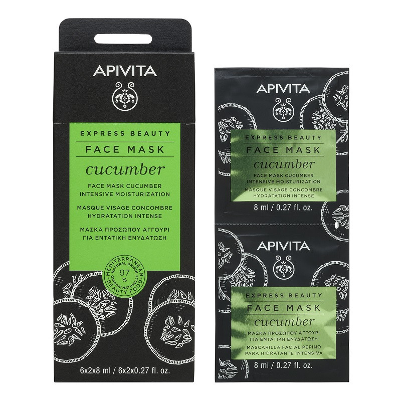 Apivita Express Beauty Маска для лица интенсивная увлажняющая Огурец 8 мл 2 шт