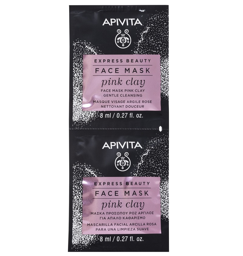 Apivita Express Beauty Маска для лица мягко очищающая Розовая глина 8 мл 2 шт