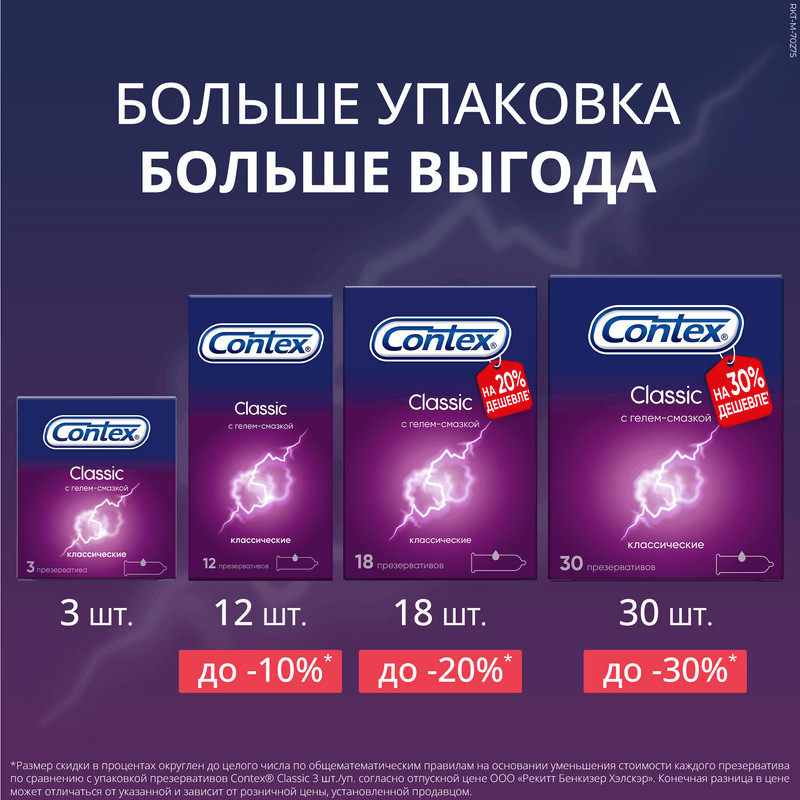 Contex Classic Презервативы классические с гелем-смазкой 3 шт
