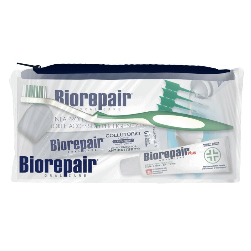 Biorepair Набор Паста 15 мл + Щетка средняя + Нить 10 м + Ополаскиватель 12 мл + Ершики 5 шт