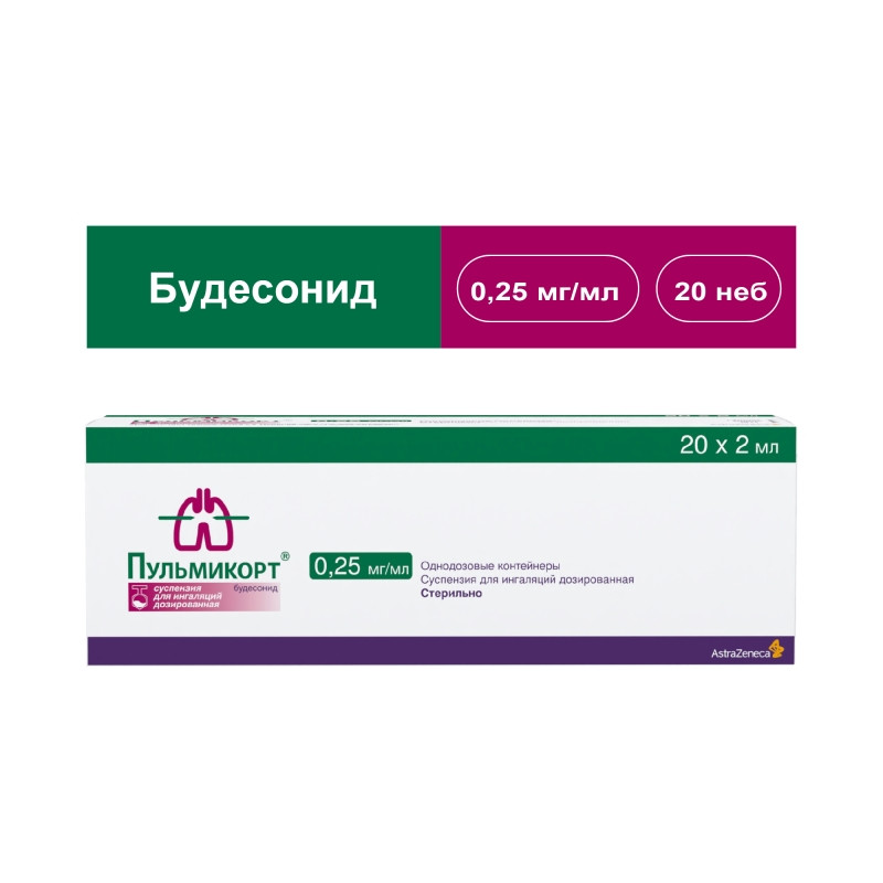 Пульмикорт 0,25 мг/мл суспензия для ингаляций 2 мл 20 шт