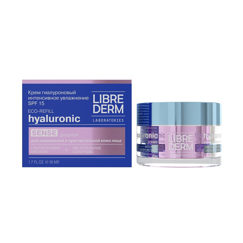 Librederm Eco-refill Sense Крем гиалуроновый дневной Интенсивное увлажнение SPF 15 50 мл