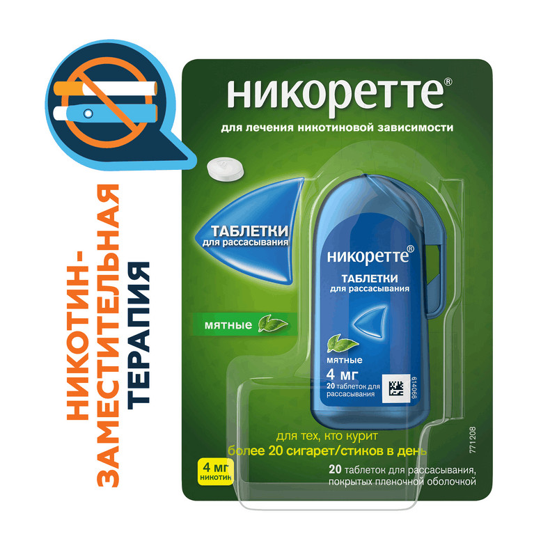 Никоретте 4 мг таблетки для рассасывания Мята 20 шт
