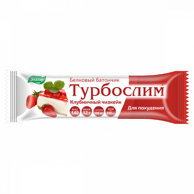Турбослим батончик белковый для похудения Клубничный чизкейк 50 г 4 шт