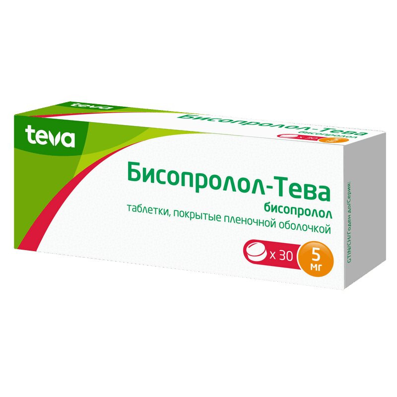 Бисопролол-Тева 5 мг таблетки 30 шт