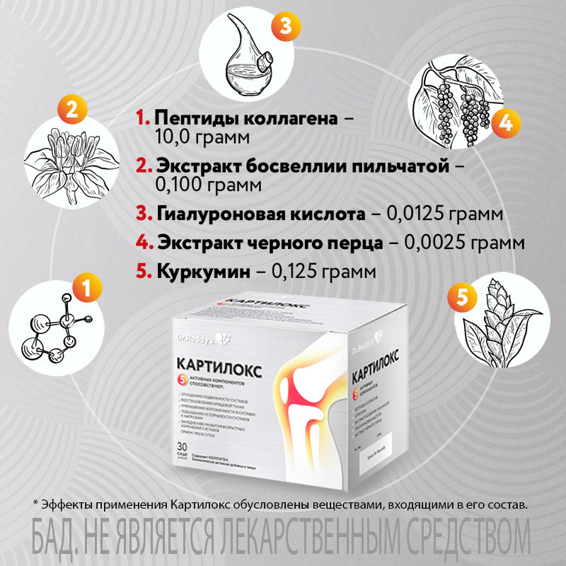 Картилокс порошок для приготовления раствора 10,45 г 30 шт