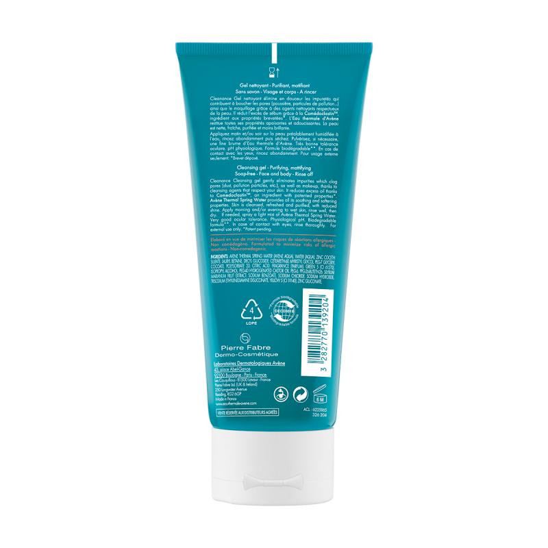 Avene Cleanance Гель очищающий для жирной или склонной к акне кожи лица и тела 200 мл