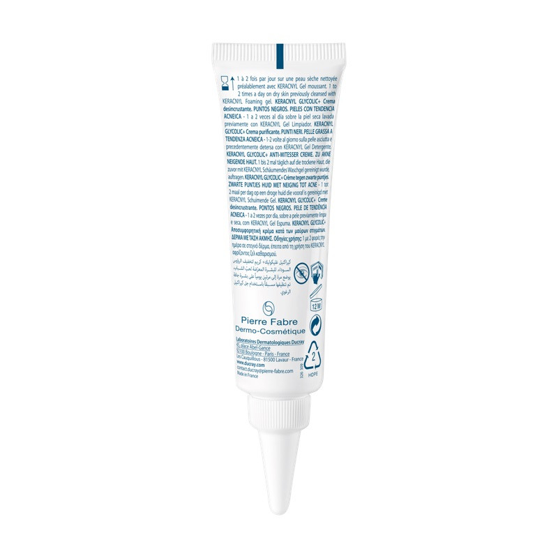 Ducray Keracnyl Glycolic+ Крем очищающий матирующий для кожи склонной к акне 30 мл