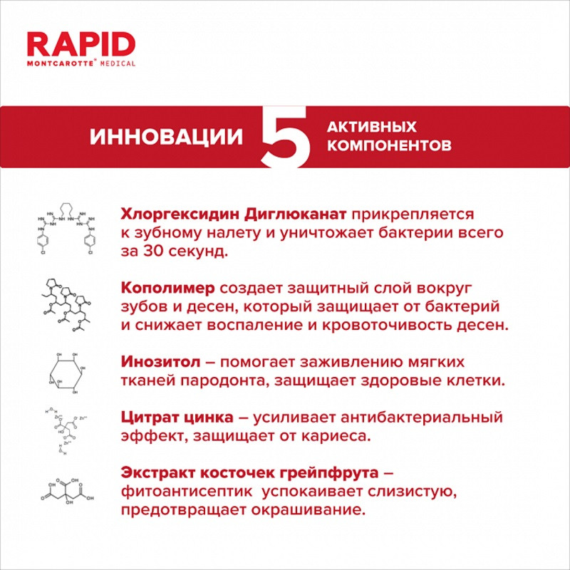 Montcarotte Rapid Набор Ополаскиватель 2 шт + Паста + Гель-бандаж + Щетка