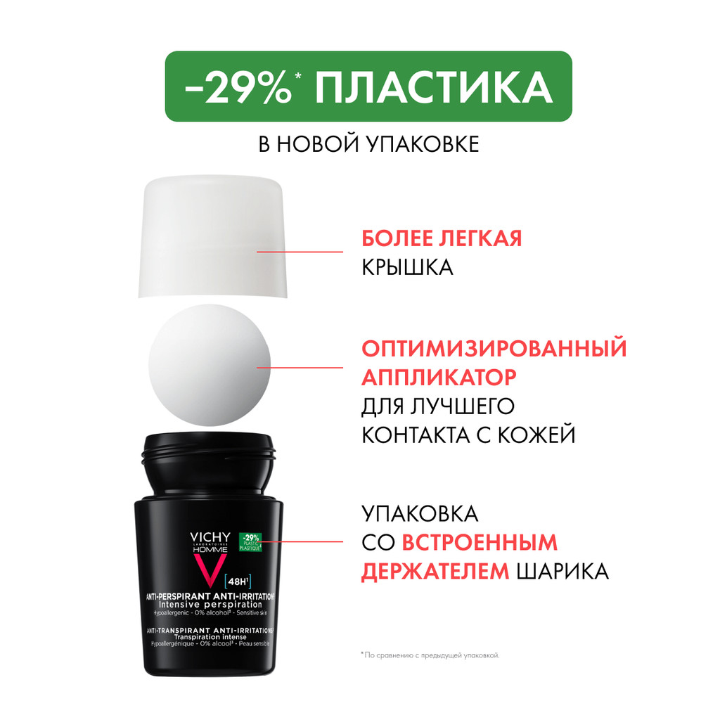 Vichy Homme Дезодорант-антиперспирант для чувствительной кожи 48 ч 50 мл 2 шт