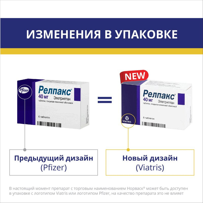 Релпакс 40 мг таблетки 6 шт