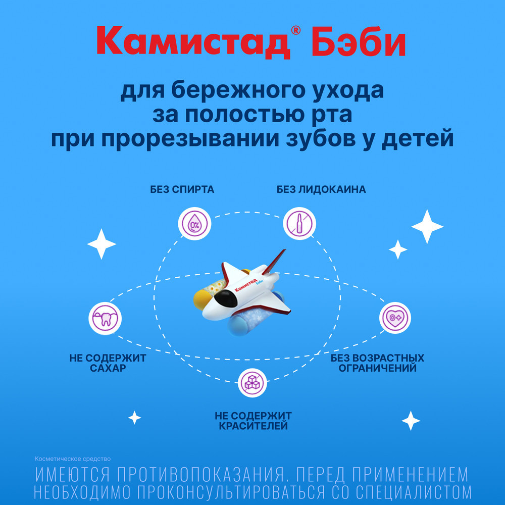 Камистад Бэби Гель для ухода за полостью рта при прорезывании зубов 20 мл