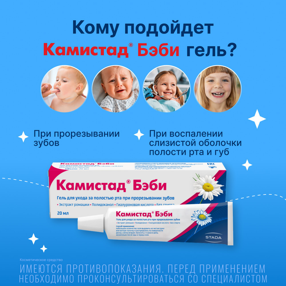 Камистад Бэби Гель для ухода за полостью рта при прорезывании зубов 20 мл